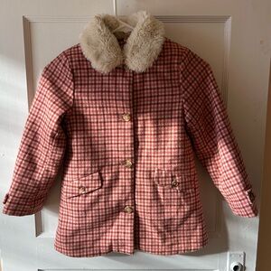 Sergent Major plaid jacket with removable faux fur collar